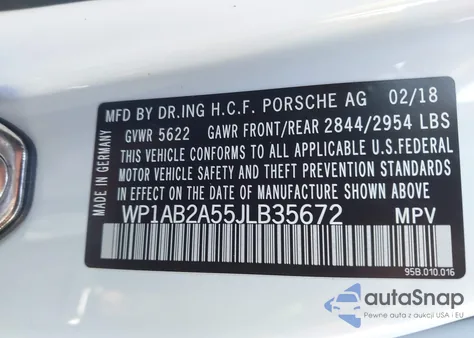 2018 Porsche Macan S from USA, damaged, VIN WP1AB2A55JLB35672